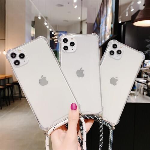 Qianliyao Strap Cord Chain Phone Cases for iPhone 12 11 pro XR X XS Max Case Lanyard Carry to hang For iPhone 7 8 plus 6S Cover