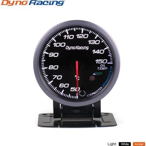 Dynoracing 60MM Black Face Oil temp gauge 50-150C White/Amber light Peak Function Oil temperature gauge Car meter with Sensor