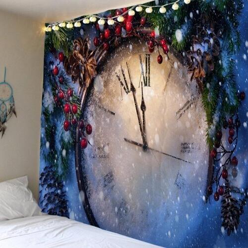 Tapestry Christmas Wall Hanging Christmas Snow Home Deco Christmas Clock Print Tapestries Large Size Free Shipping Tapestries