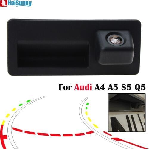 HaiSunny Intelligent Dynamic Trajectory Tracks Trunk Handle Rear View Reversing Backup Camera For Audi A4 A5 S5 Q5