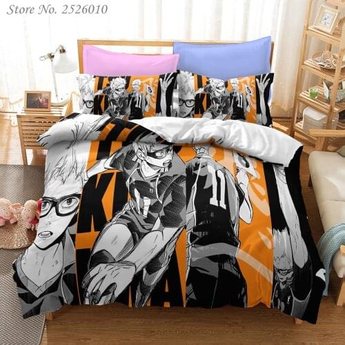 Anime Haikyuu 2/3pcs Bedding Set Suit Kid Quilt Cover 3D Printed Bed Child Spead Bedroom Bed Duvet Cover Bedclothes 02