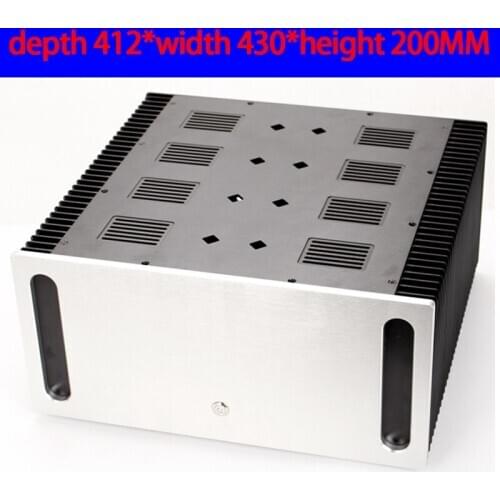 KYYSLB 412*430*200MM All-aluminum Class A Post-level Amplifier Chassis Box House DIY Enclosure with Feet Amplifier Case Shell