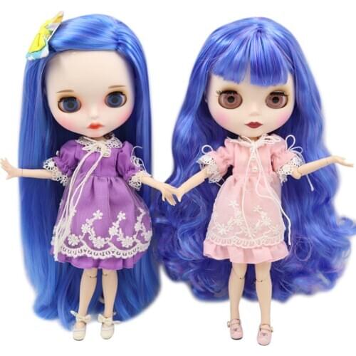 ICY DBS Blyth Doll New matte face white skin 1/6 joint body Light pink mix Voilet hair DIY sd gift toy