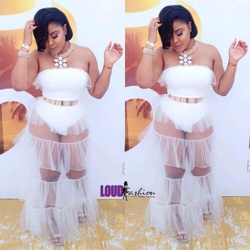 Summer Fashion New Womens Dress with Breast-Wrapped Mesh and Straight Tribute Stitching Dress Without Belt