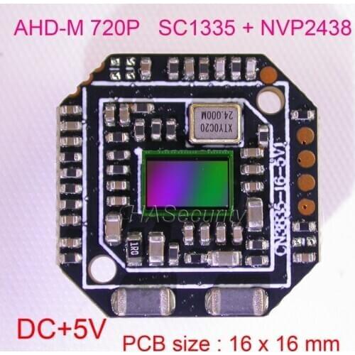 Mini 16x16mm AHD-M (720P) 1/3" SmartSens SC1335 CMOS sensor + NVP2438 camera PCB board module (optional parts)