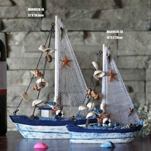 Fishing Boat Ship Model Decoration Creative Nautical Wooden Fishing Boat Model Handicraft Gifts Office Home Decorations