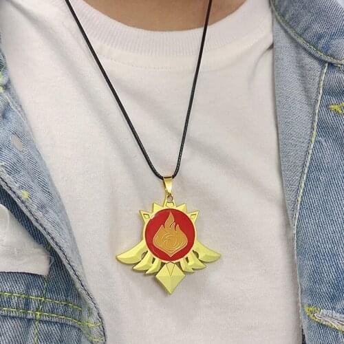 Fashion Game Genshin Impact Necklace Metal Eye of God 7 Element Pendant Leather Rope Chain Choker Necklaces Charm Gifts Jewelry