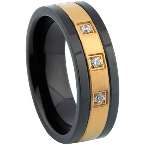 Mens Ring Alliance Pure tungsten ring for men jewelry black gold color wedding bands finger ring male Anniversary Gift