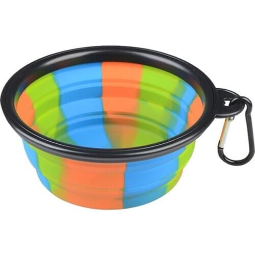 New Collapsible foldable silicone dog bowl candy color outdoor travel portable puppy doogie food container feeder dish
