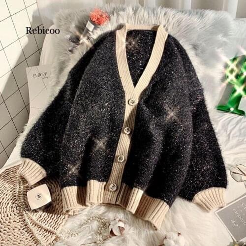 Solid knitted cardigan women Single breasted female sweater cardigan Autumn winter oversized cardigan jumper black sweater girls