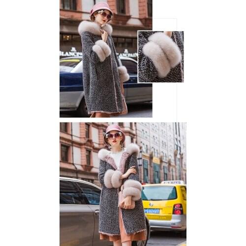 Real Fur Coat Female Fox Fur Collar Down Jacket Winter Coat Women Warm Wool Coats Korean Long Jacket Abrigo Mujer MY4461