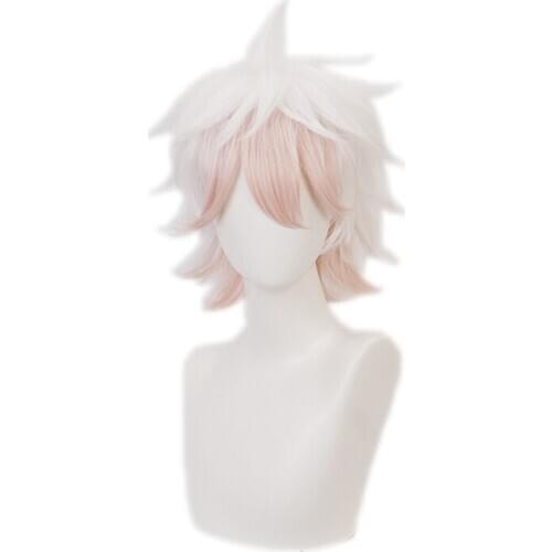 Danganronpa Komaeda Nagito Short Wig Cosplay Costume Anime Dangan Ronpa Heat Resistant Synthetic Hair Men Women Wigs