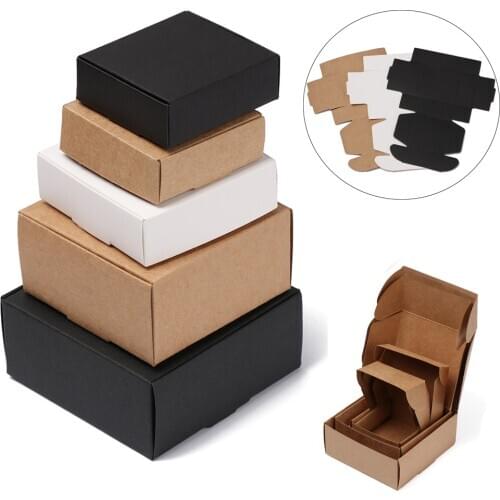 10Pcs 9sizes Kraft Paper Box Cardboard Package Handmade Soap Box White/Black/Brown Craft Paper Gift Box Packaging Jewelry Box