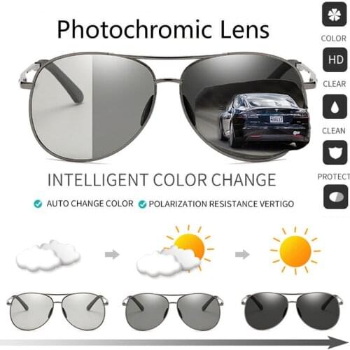 Polarized Photochromic Sunglasses Chameleon Square Sun Glasses Discoloration Eyewear Anti Glare UV400 Driving Goggles Dextrous