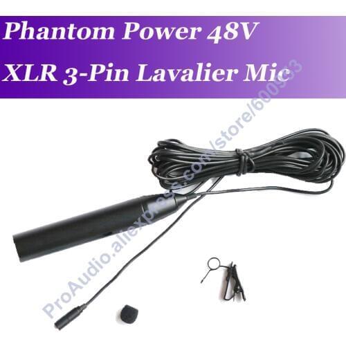 Professional MICWL ME2 XLR Male 3Pin Lavalier Clip-on Lapel Microphone 48V Phantom Power Mic 5m cable