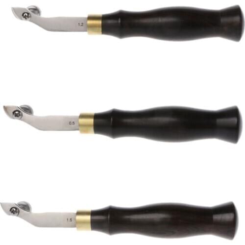 Adjustable Stainless Steel Creaser Press Sideline Edge Ebony Handle Leather Craft Tool DIY 0.5/1.2/1.5mm