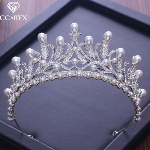 CC Tiaras And Crowns Luxury CZ Pearl Princess Pageant Engagement Wedding Hair Accessories For Bridal Jewelry Shine Crystal XY058