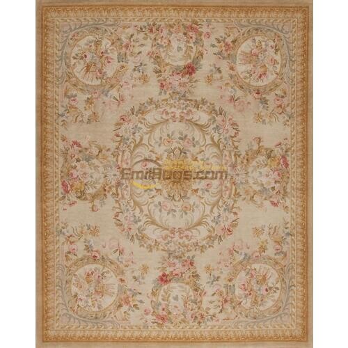 Handmade French Aubusson Savonnerie Design Rug Handwoven Wool Carpets Runner Rugs Natural Sheep Wool