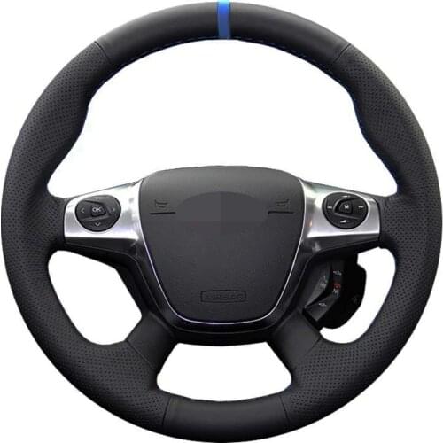 Car Steering Wheel Cover Hand-Stitched Soft Black Artificial Leather For Ford Focus 3 2012-2014 KUGA Escape 2013-2016