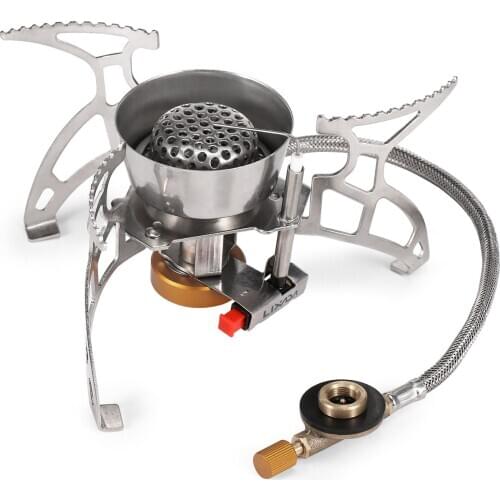 Outdoor Foldable Camping Gas Stove Windproof Piezo Ignition Backpacking Stove Outdoor Portable Cooking Stove