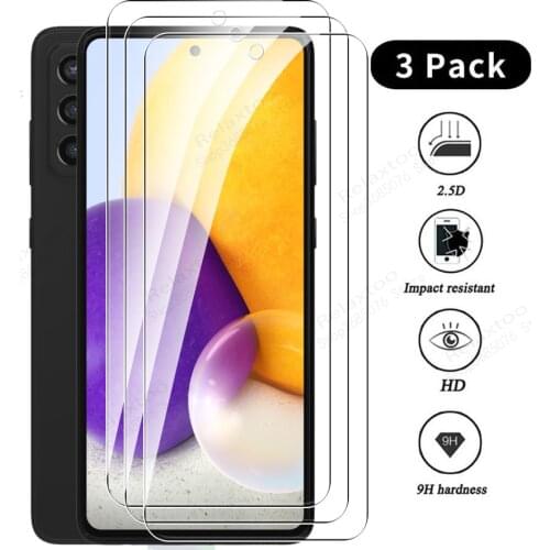 3PCS Protective Glass For Samsung Galaxy A72 Screen Tempered Glass for samsung a72 a 72 72a Protector on 6.7" Safety film cover