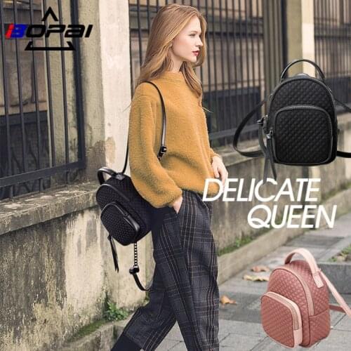 BOPAI Women Small Backpack Fashion Casual Korean Trend Backpack Wild Lady School Bag Mini Simple Anti-theft classic shoulder bag