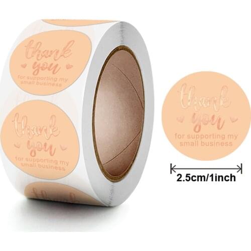 1 inch Rose Gold Thank You Sticker Labels Pink Waterproof Stickers rolls Seal Label for Scrapbook Business Stationery Sticker