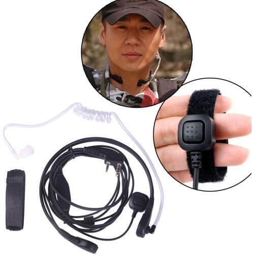 1 Pcs 2Pin PTT Throat Mic Covert Acoustic Tube Earpiece Headset with Plastic Ear Bud Walkie Talkie Headphone for Baofeng UV-5R