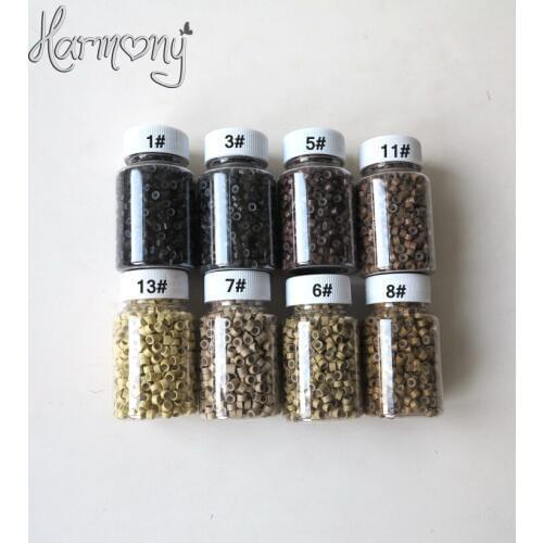 1000pcs 7# Light Blonde color) 5.0mm Aluminium Micro ring Silicone lined Links Beads tube tools accessories