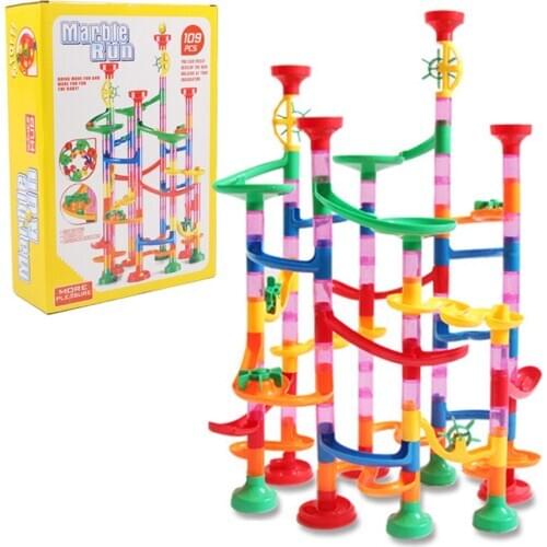 109PCS Marble Race Run Big Block Compatible Duploed Building Blocks Funnel Slide Blocks DIY Big Bricks Toys For Children gift
