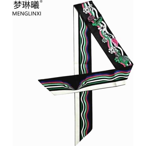 2020 Skinny Hijab Scarf Foulard Femme Bag Scarf Women Luxury Brand Bandana Floral Print Head Hair Scarves For Ladies