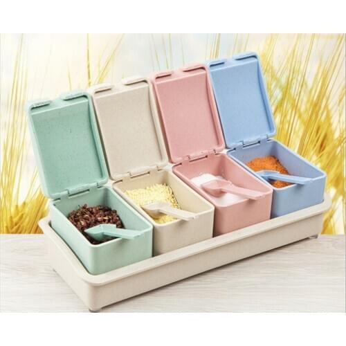 5Pcs Kitchen Utensils Seasoning Box Salt Jar Restaurant Spice Pepper Cruet Shaker Storage Condiment