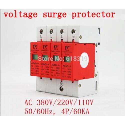 50 pieces/lot) high quality Din Rail 35mm 4P 30KA 60KA 385V AC Household Low-Voltage Anti-Lightning Surge Protective Device