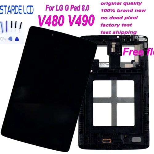 AAA+ STARDE LCD For LG G Pad 8.0 V480 V490 LCD Display Touch Screen Digitizer Assembly with Frame and Free Tools and Flex Cable