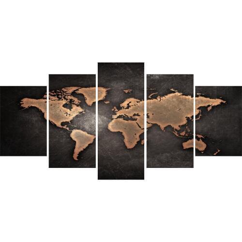 Abstract 3D World Map Canvas Painting Classical Black World Map Print On Canvas for Office Room Picture Wall Art Cuadros Decor