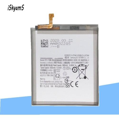 ISkyams 1x 4000mAh EB-BG980ABY Battery For Samsung Galaxy S20 S 20 Bateria Batteries