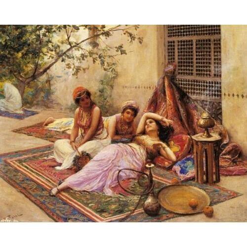 Free shipping classical Minorities beauty lie down carpet scenery oil painting canvas printing on canvas art decoration picture