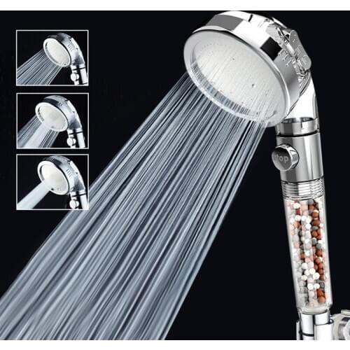 Household Shower Head Hand Shower Adjustable 3 Mode High Pressure Shower Head Water Saving One Button To Stop Water Shower Heads