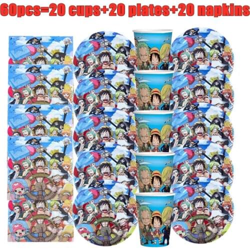 One Piece Party Disposable Tableware Set Party Table Decoration Paper Cups Plates Napkins Baby Shower OP Birthday Party Supplies