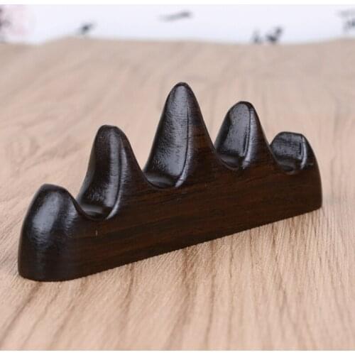 Chinese Calligraphy Brush Holder Black Catalpa Wooden 4 Ports or Ceramics 2 Ports Rest Holder