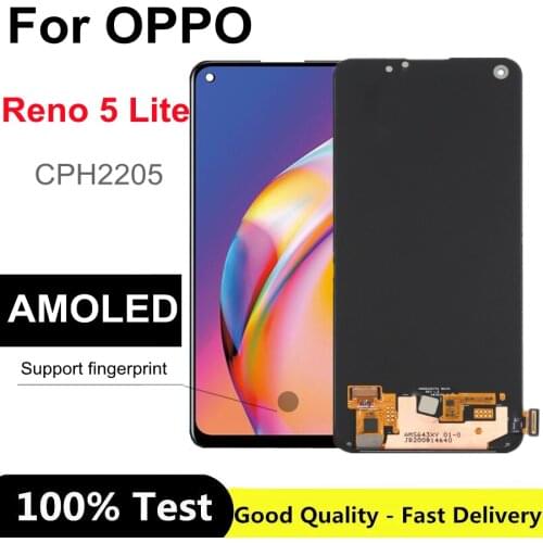 6.43'' AMOLED For Oppo Reno5 Lite CPH2205 LCD Display Screen Touch Panel Digitizer Assembly For OPPO Reno 5 Lite Display