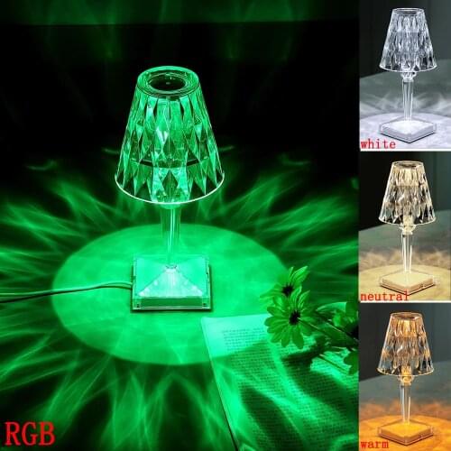 Crystal Table Lamp LED Touch Sensor Remote Control USB Dimmable Rechargebale Acrylic Decorative Diamond Night Light for Bedroom