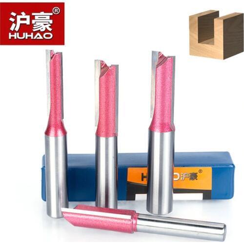 HUHAO 5pcs/lot Router Bit For Wood 6-12mm Industrial Grade Straight Bit Woodworking Tools Tungsten Endmill Milling Cutter