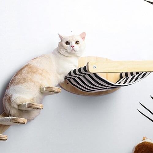 DIY Cat Toy Pine Wood Cat Climbing Frame Cat Wall Hanging Solid Wood Cat Scratching Post Cat hammock Staircase Room Space Capsul