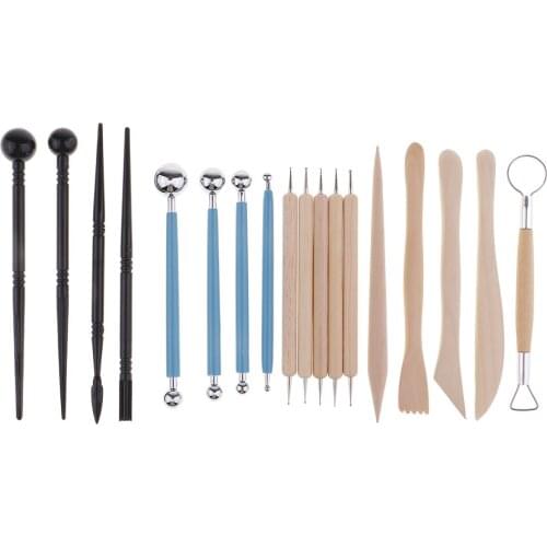 18pcs Polymer Modeling Clay Sculpting Tools, Dotting Pen, Ball Stylus, Pottery Ceramic Clay Tool Kit for Hobbies, Nail Art