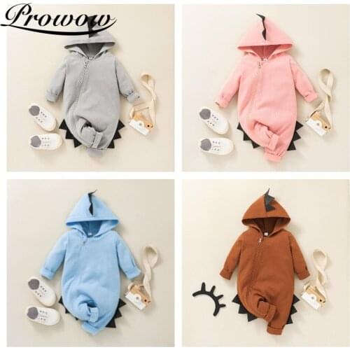 Prowow Dinosaur Babys Rompers Cartoon Jumpsuit For Kids Boys Girls Clothing Zipper Hooded Baby Overalls Cotton Newborn Clothes