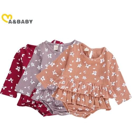 Ma&Baby 0-18M Flower Newborn Infant Baby Girls Romper Ruffles Jumpsuit Autumn Long Sleeve Vintage Baby Girl Clothes Costumes
