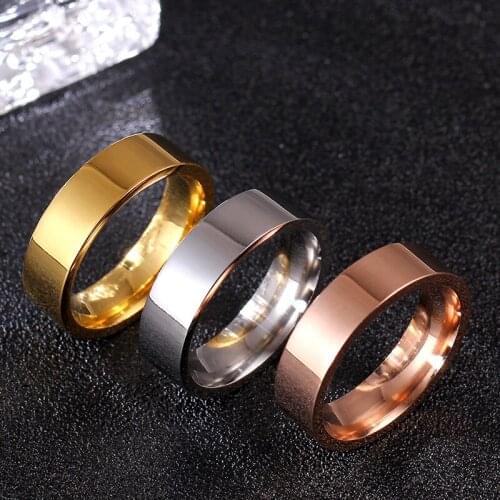 MANGOSKY 6mm Rose Gold Color Stainless Steel Rings For Men and Woman Wholesale XY-R41