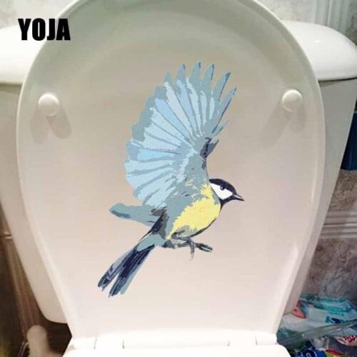YOJA 14.3X23.2CM Wall Sticker Mural Wing Waving Cartoon Birds Toilet WC Decal Home Decor T5-0669