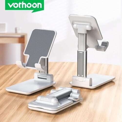 Vothoon Desk Phone Holder Stand For iPhone iPad Adjustable Metal Folding Desktop Tablet Holder Universal Table Cell Phone Stand